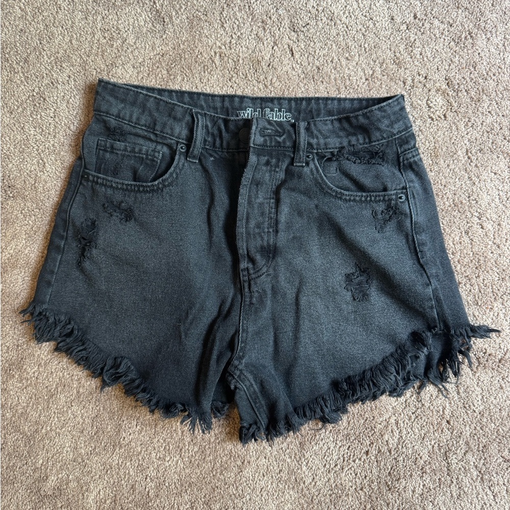 Wild Fable Black Jean Shorts with Frayed Hem